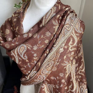 Brown Pashmina Cotton Scarf Shawl Wrap for Women | Soft Lightweight Shawl | Elegant Travel Scarf Gift Made in Nepal