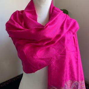 Pink Silk Pashmina Scarf – Lightweight Multicolor Shawl Wrap for Women | Soft Wedding or Gift Accessory