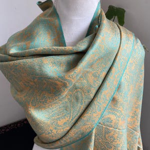 Green Copper Mix Silk Pashmina Scarf – Lightweight Multicolor Shawl Wrap for Women | Soft Wedding or Gift Accessory