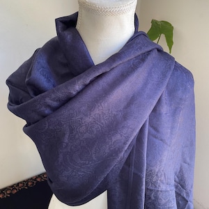 Navy Blue Silk Pashmina Scarf – Lightweight Multicolor Shawl Wrap for Women | Soft Wedding or Gift Accessory