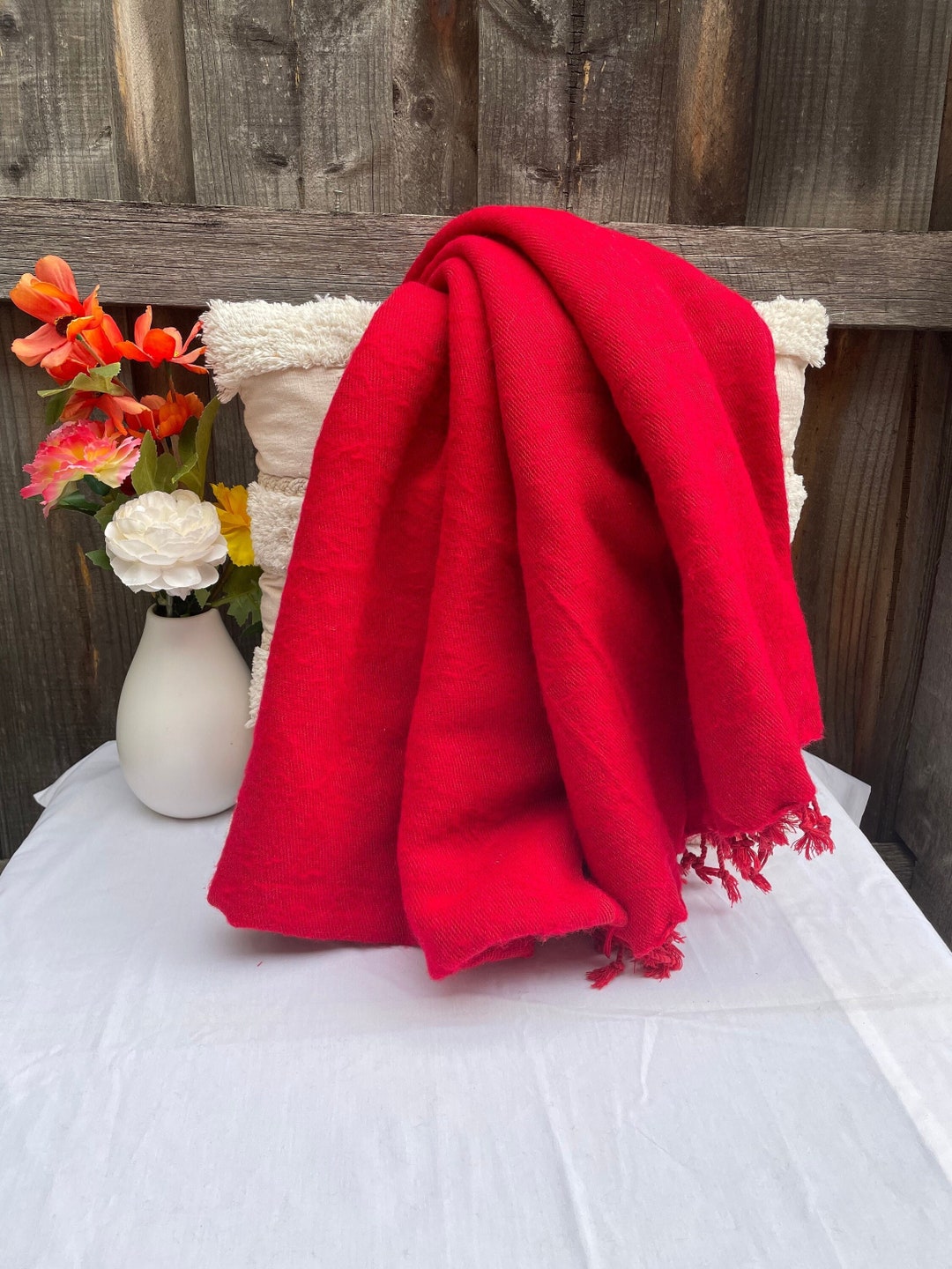 Red Yak Woolen Blankets Shawls & Throws Warm Meditation Yak Etsy