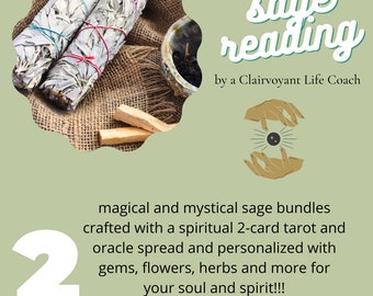 Intuitive, Mysterious and Magical Sage Tarot and Oracle Card Healing Session, By a Clairvoyant Life Coach. 2 Personalized Sage Bundles