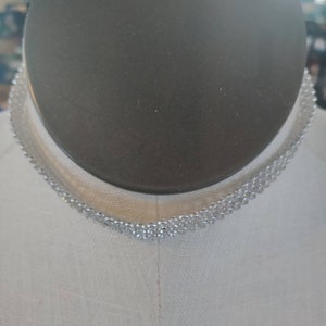 Clear rhinestone see through 90&#39;s Y2K Choker style adjustable concert necklace