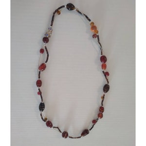 Art glass beads and hemp rope funky Y2K witchy boho hippy beaded necklace