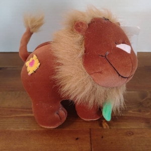 Hand Crafted material things brand lion with green tie stuffed animal plush