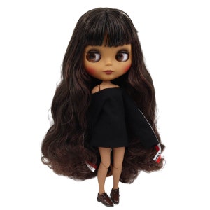 Natasha – Premium Custom Neo Blythe Doll with Brown Hair, Dark Skin & Matte Cute Face
