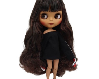 Natasha – Premium Custom Neo Blythe Doll with Brown Hair, Dark Skin & Matte Cute Face