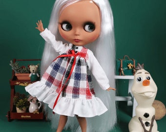 Amal – Premium Custom Neo Blythe Doll with Silver Hair, Dark Skin & Matte Cute Face