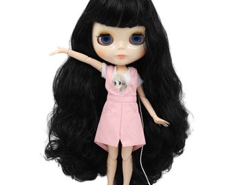 Kathryn – Premium Custom Neo Blythe Doll with Black Hair, White Skin & Shiny Cute Face