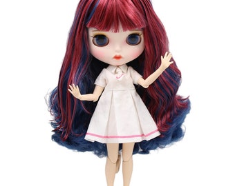Evelyn – Premium Custom Neo Blythe Doll with Multi-Color Hair, White Skin & Matte Pouty Face