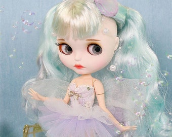 Neo Blythe Doll Butterfly Net Dress With Bow Headdress
