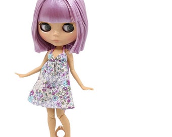 Liza – Premium Custom Neo Blythe Doll with Purple Hair, Tan Skin & Shiny Cute Face