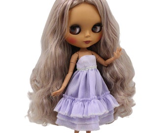 Aria – Premium Custom Neo Blythe Doll with Multi-Color Hair, Dark Skin & Matte Cute Face