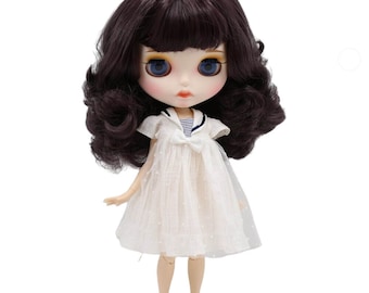 Ana – Premium Custom Neo Blythe Doll with Purple Hair, White Skin & Matte Pouty Face