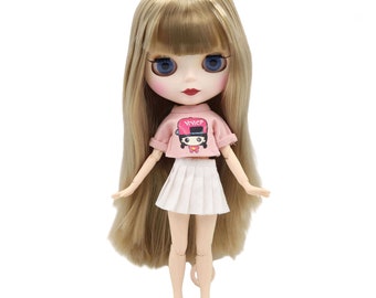 Martha – Premium Custom Neo Blythe Doll with Brown Hair, White Skin & Matte Cute Face