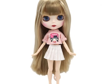 Martha – Premium Custom Neo Blythe Doll with Brown Hair, White Skin & Matte Cute Face