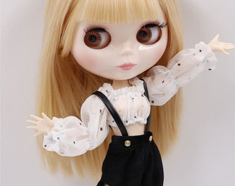 Neo Blythe Doll Elegant White Black Overall Dress