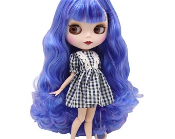 Lyric – Premium Custom Neo Blythe Doll with Blue Hair, White Skin & Matte Cute Face