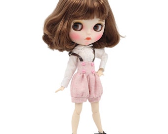 Beattie – Premium Custom Neo Blythe Doll with Brown Hair, White Skin & Matte Pouty Face