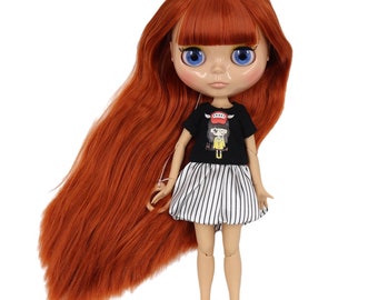 Jocelyn – Premium Custom Neo Blythe Doll with Ginger Hair, Tan Skin & Shiny Cute Face