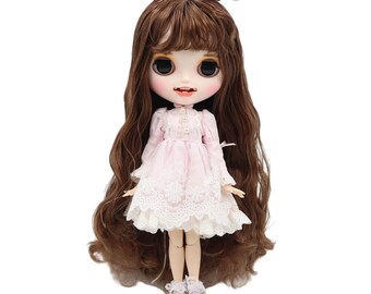 Ani – Premium Custom Neo Blythe Doll with Brown Hair, White Skin & Matte Smiling Face