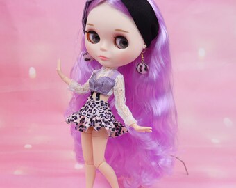 Neo Blythe Doll Skirt Dress with Headdress & Earrings