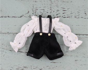 Neo Blythe Doll Elegant White Black Overall Dress