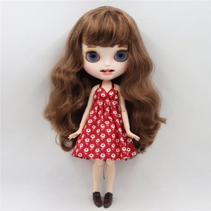 Neo Blythe Doll Cool Red Floral Dress