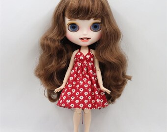 Neo Blythe Doll Cool Red Floral Dress