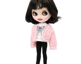 Frances - Premium Custom Neo Blythe Doll with Brown Hair, White Skin & Matte Smiling Face