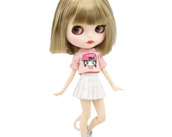 Miracle – Premium Custom Neo Blythe Doll with Blonde Hair, White Skin & Matte Pouty Face