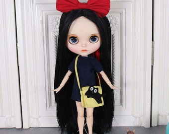 Leighton – Premium Custom Neo Blythe Doll with Black Hair, White Skin & Matte Cute Face