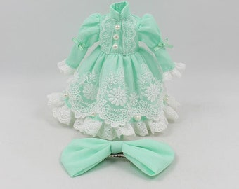 Neo Blythe Doll Elegant Princess Dress with Bow Pin