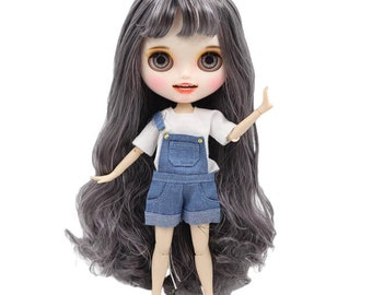 Mya - Premium Custom Neo Blythe Doll with Silver Hair, White Skin & Matte Smiling Face