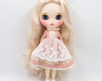 Kinsley – Premium Custom Neo Blythe Doll with Pink Hair, White Skin & Matte Pouty Face
