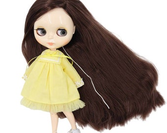 Amber – Premium Custom Neo Blythe Doll with Brown Hair, White Skin & Shiny Cute Face