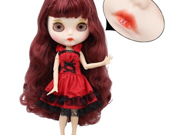 Lola – Premium Custom Neo Blythe Doll with Red Hair, White Skin & Matte Pouty Face