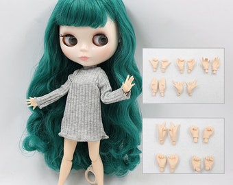 Pepper – Premium Custom Neo Blythe Doll with Green Hair, White Skin & Shiny Cute Face
