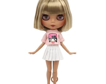 Esmeralda – Premium Custom Neo Blythe Doll with Blonde Hair, Dark Skin & Matte Cute Face