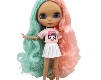 Una – Premium Custom Neo Blythe Doll with Multi-Color Hair, Dark Skin & Matte Cute Face