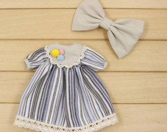 Neo Blythe Doll Stripe Printed Dress with Bowknot