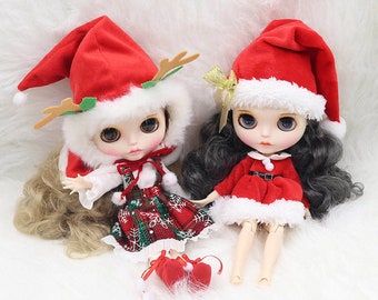 Neo Blythe Doll Christmas Winter Outfit With Cap & Scarf