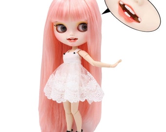 Joanna – Premium Custom Neo Blythe Doll with Pink Hair, White Skin & Matte Smiling Face