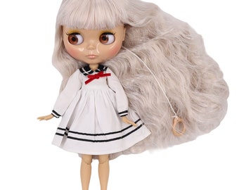 Reese – Premium Custom Neo Blythe Doll with Purple Hair, Tan Skin & Shiny Cute Face