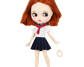 Albertina – Premium Custom Neo Blythe Doll with Ginger Hair, White Skin & Matte Pouty Face