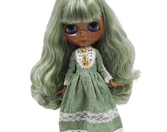 Regina – Premium Custom Neo Blythe Doll with Multi-Color Hair, Black Skin & Shiny Cute Face