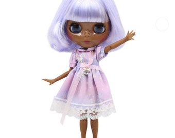Aubree – Premium Custom Neo Blythe Doll with Multi-Color Hair, Black Skin & Shiny Cute Face
