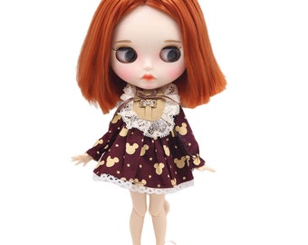 Riley – Premium Custom Neo Blythe Doll with Ginger Hair, White Skin & Matte Pouty Face