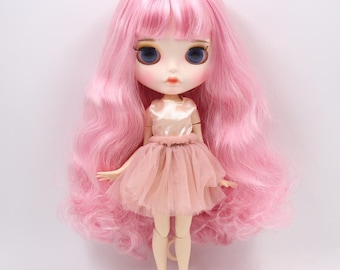 Millie – Premium Custom Neo Blythe Doll with Pink Hair, White Skin & Matte Pouty Face