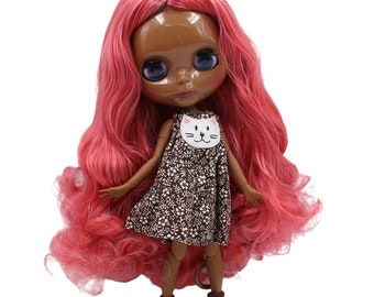 Olivia – Premium Custom Neo Blythe Doll with Multi-Color Hair, Black Skin & Shiny Cute Face